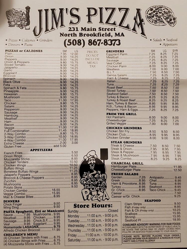 Jim's Pizza Menu image 1
